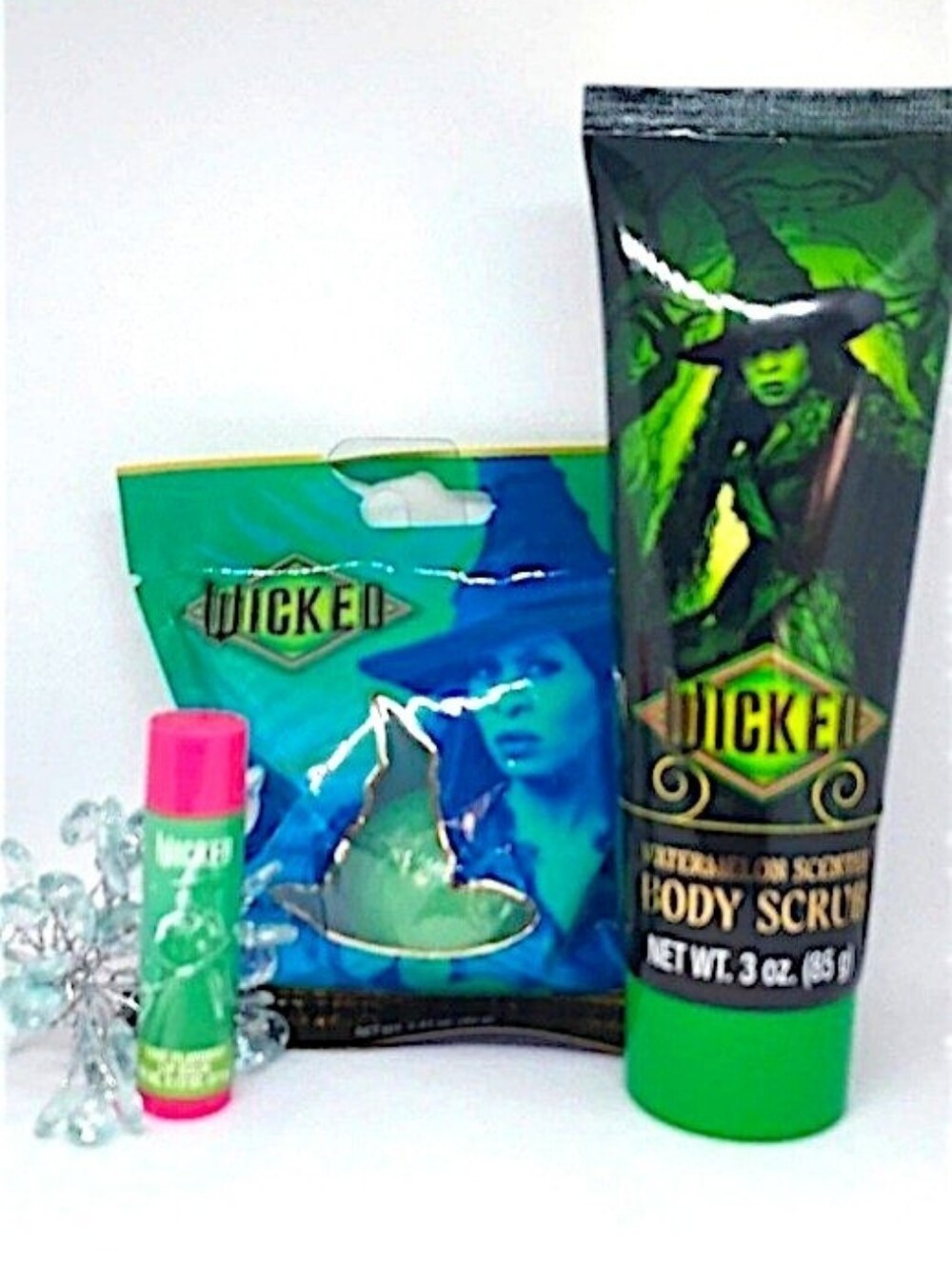 Wicked Elphaba Bath Fizzie, Body Scrub & Lip Balm Set- NWT